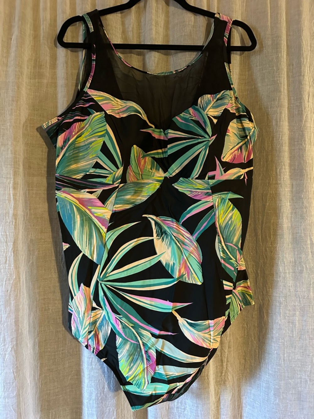 torrid Black Swimsuit with Colorful Palm Leaf Print
